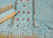 3PC Women Lawn Suit- Light Blue